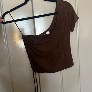 H&M Brown One-Shoulder Top